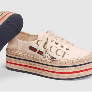 GUCCI Logo platform espadrilles